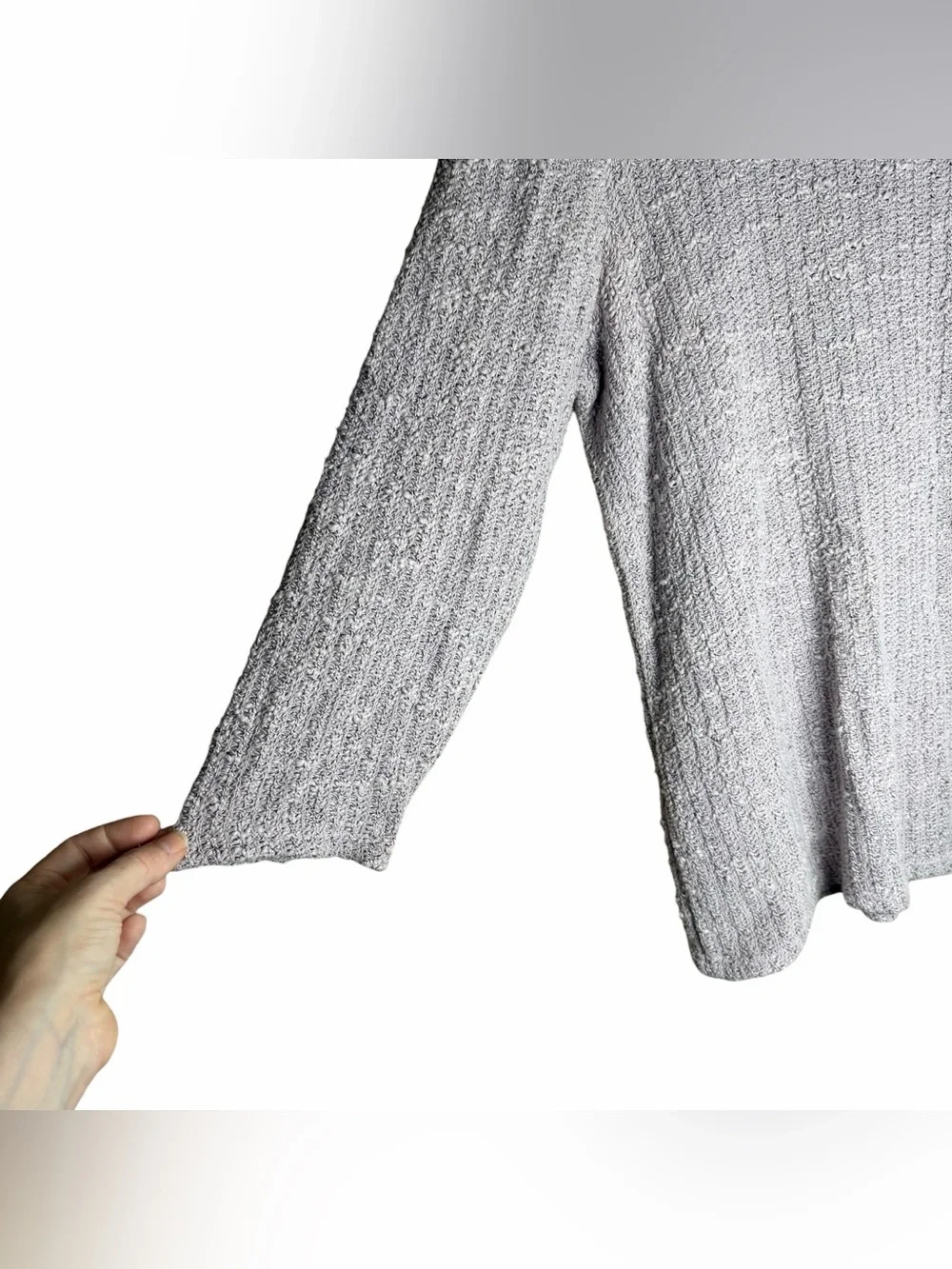 cut loose Lavender Textured Knit Sweater Linen Cotton Blend Medium Relaxed Top